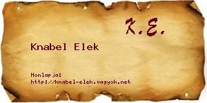 Knabel Elek névjegykártya